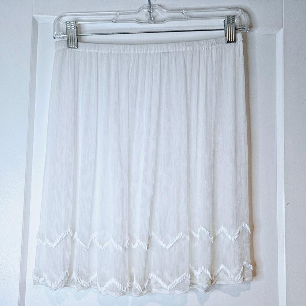 Chan Luu Sheer Beaded Mesh Skirt Cover Up Boho Resort Beach Layering